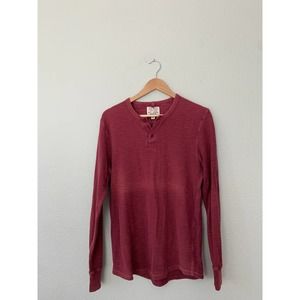 Maroon Lucky Brand Waffleknit Thermal Henley Base Layer Long-sleeve Shirt Small